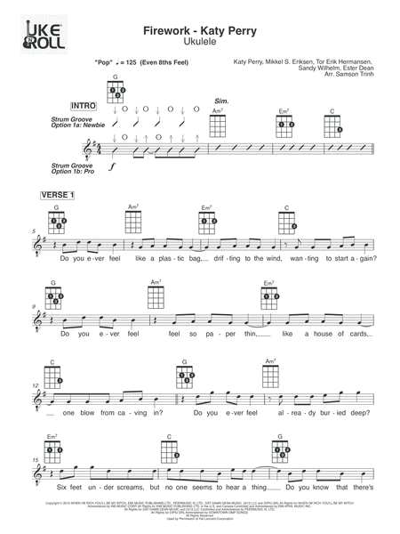 Firework Ukulele Sheet Music