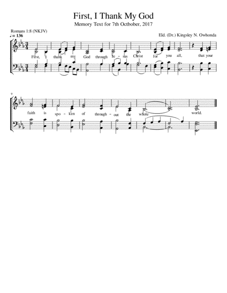 First I Thank My God Sheet Music