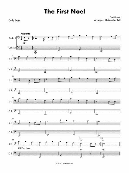 First Noel Easy Cello Duet Sheet Music