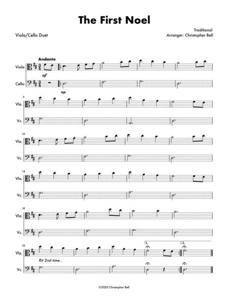 First Noel Easy Viola Cello Duet Sheet Music