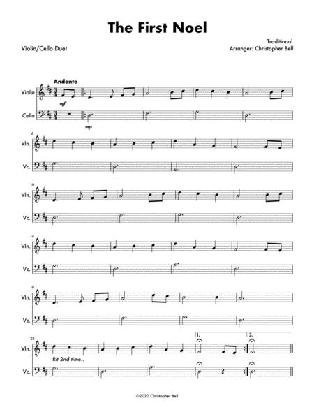 First Noel Easy Violin Cello Duet Sheet Music