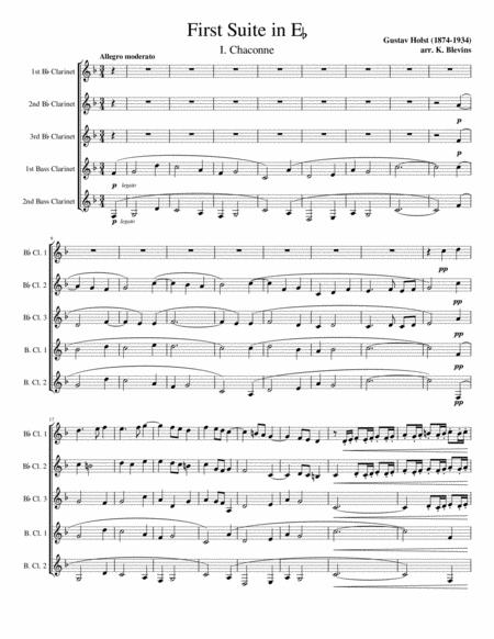 First Suite In E For Clarinet Choir Sheet Music