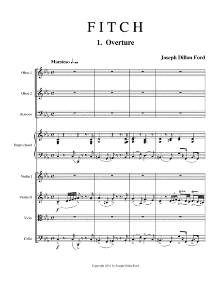 Fitch Overture For Chamber Orchestra Sheet Music