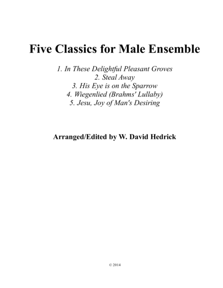 Free Sheet Music Five Classics For Male Ensemble