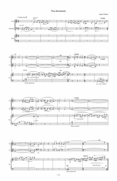 Five Movements For Piano Trio Violin Cello Piano Sheet Music