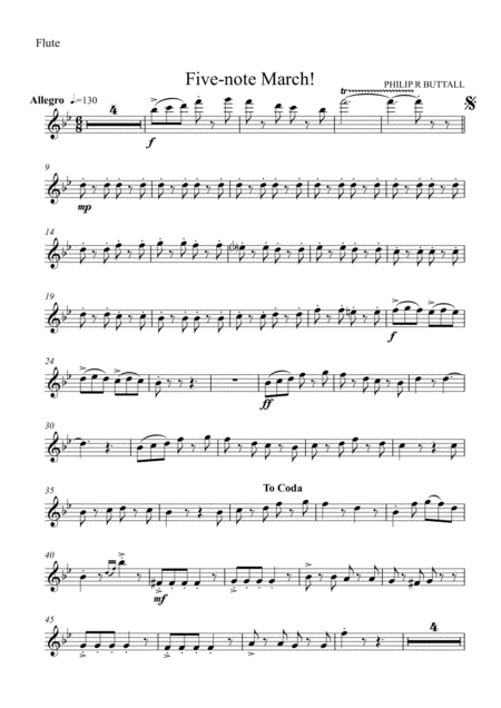 Five Note March Wind Quintet Set Of Parts X5 Sheet Music