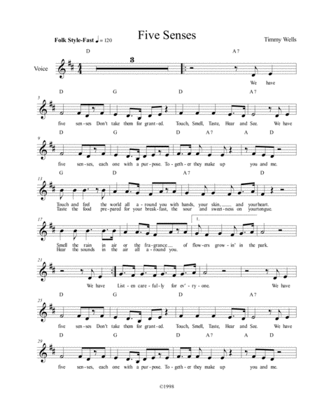 Five Senses Sheet Music