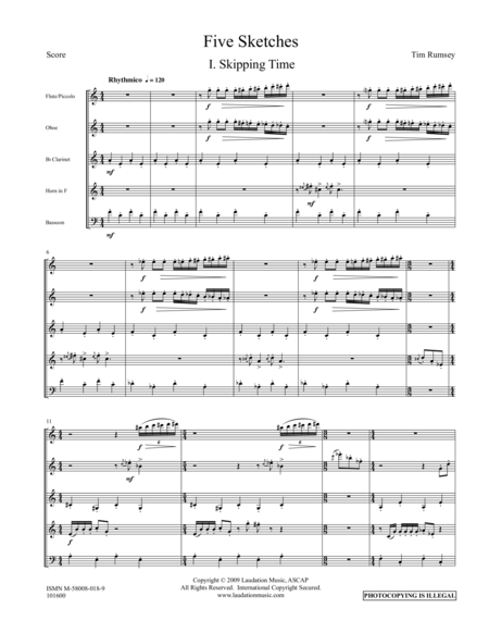 Free Sheet Music Five Sketches