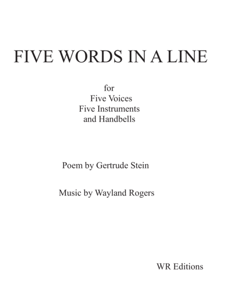 Five Words In A Line Sheet Music