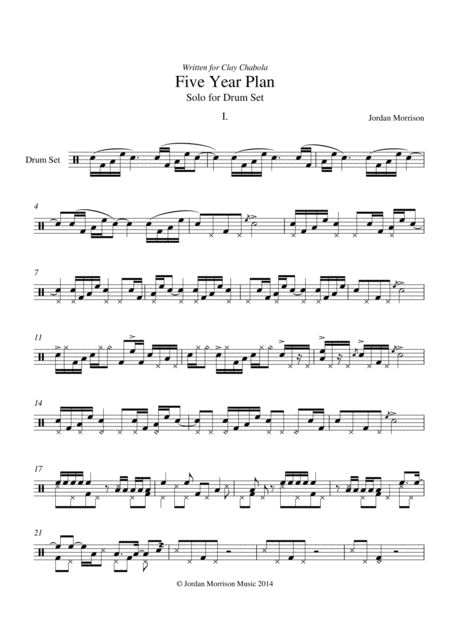 Free Sheet Music Five Year Plan Solo For Drum Set