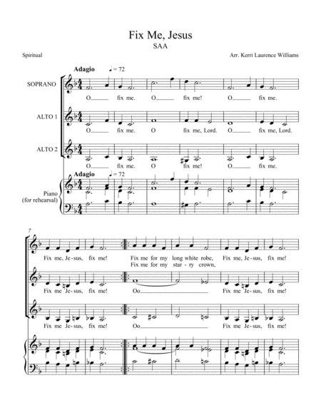 Free Sheet Music Fix Me