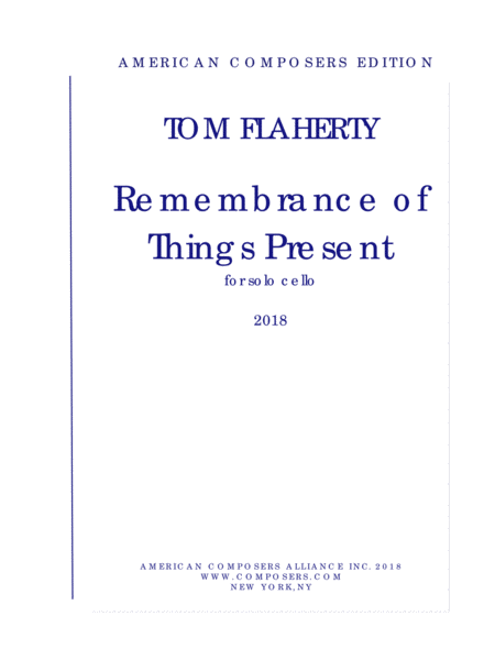Free Sheet Music Flaherty Remembrance Of Things Present