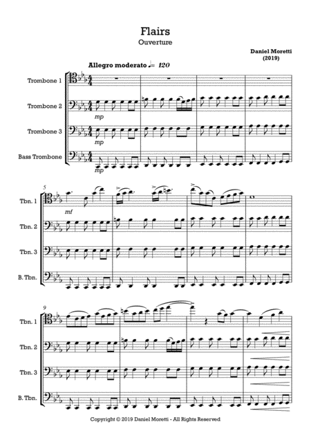 Free Sheet Music Flairs Suite For Trombone Quartet