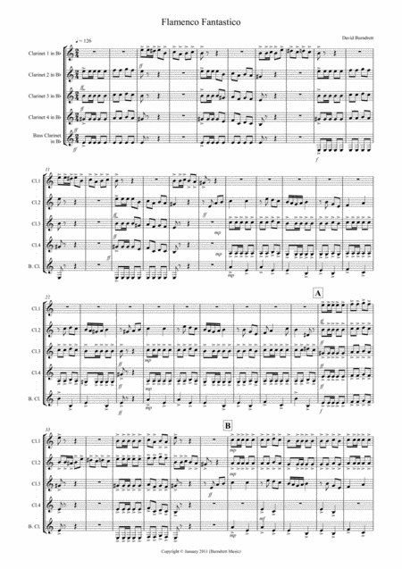 Flamenco Fantastico For Clarinet Quintet Sheet Music