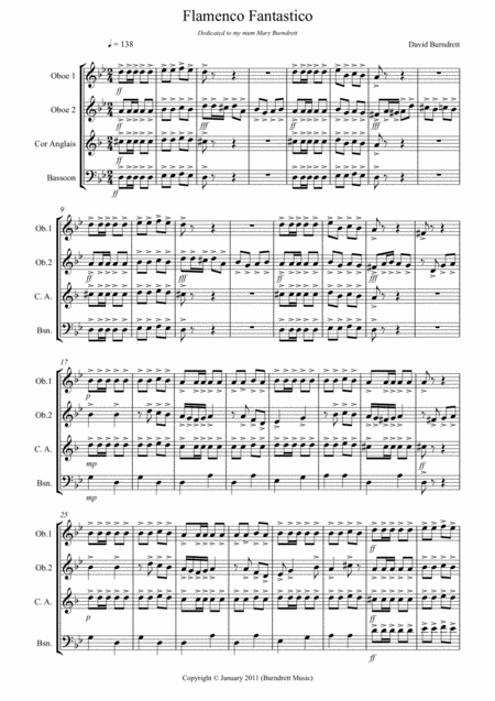 Free Sheet Music Flamenco Fantastico For Double Reed Quartet