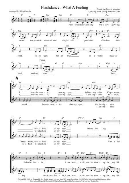 Flashdance What A Feeling Easy Three Part For Singalongs Sheet Music