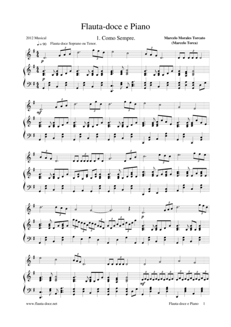 Free Sheet Music Flauta Doce E Piano Recorder And Piano