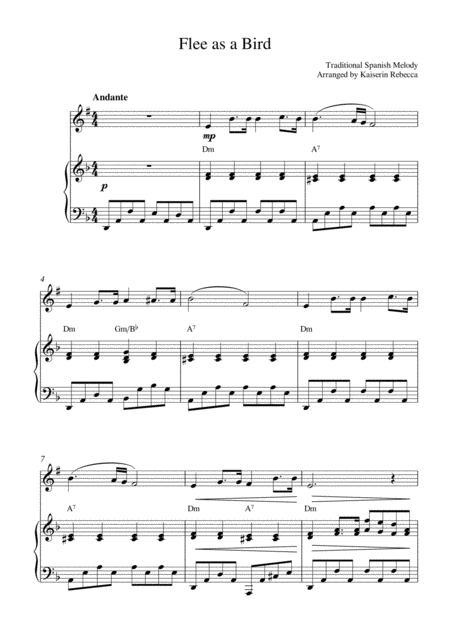 Free Sheet Music Flee As A Bird Soprano Saxophone Solo And Piano Accompaniment With Chords