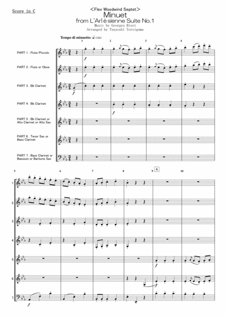 Flex Woodwind Septet Minuet From L Arlsienne Suite No 1 Sheet Music