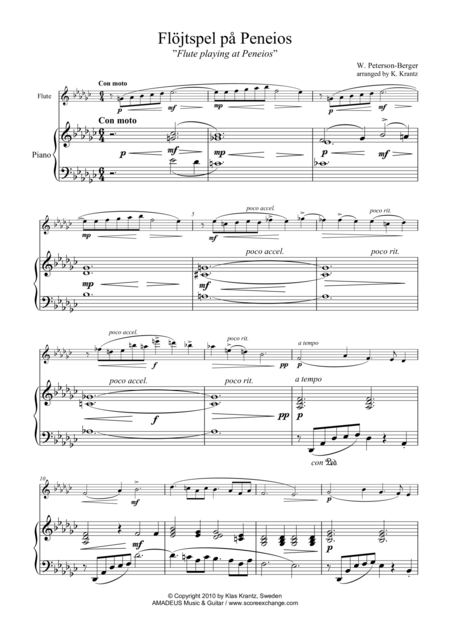 Free Sheet Music Flojtspel Pa Peneios For Flute Or Violin And Piano