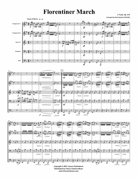 Free Sheet Music Florentiner March For Brass Quintet