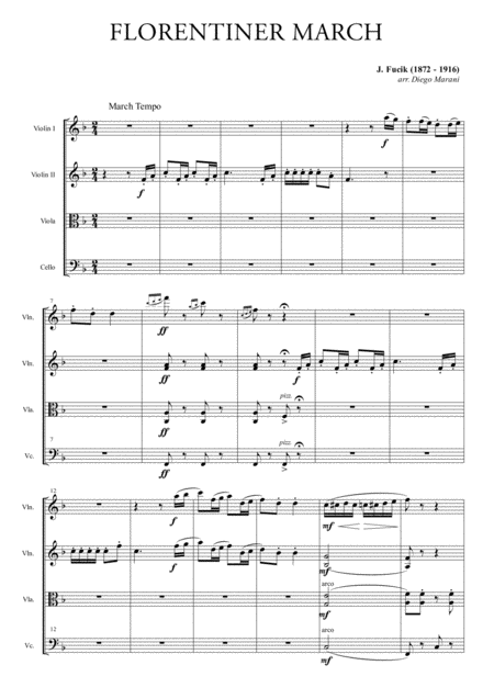 Florentiner March For String Quartet Sheet Music