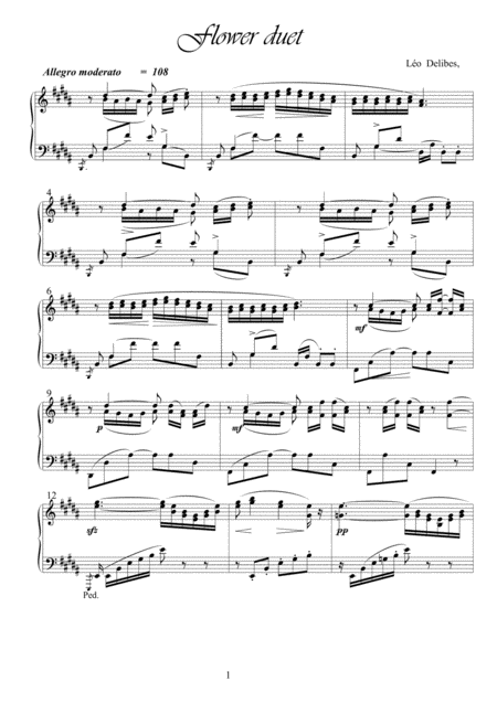 Free Sheet Music Flower Duet From Lakm Piano Solo
