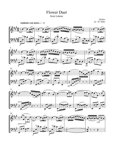 Flower Duet From Lakme Vln Cello Duet Sheet Music