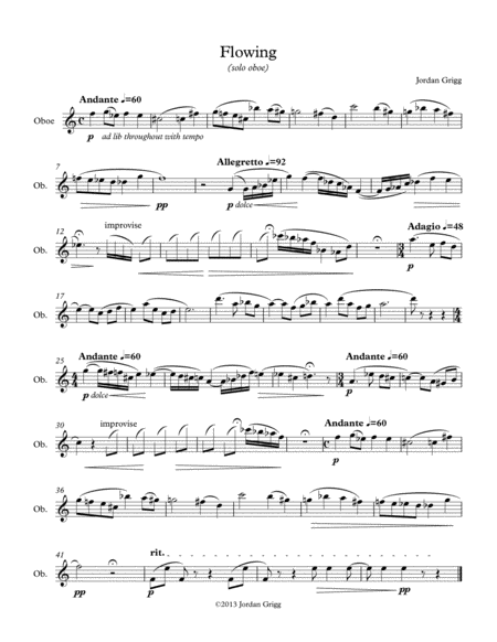 Free Sheet Music Flowing Solo Oboe