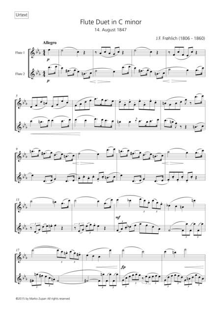 Free Sheet Music Flute Duet In C Minor