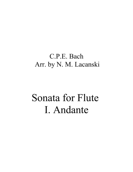 Flute Sonata In A Minor I Andante Sheet Music