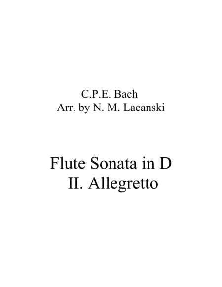 Flute Sonata In D Ii Allegretto Sheet Music