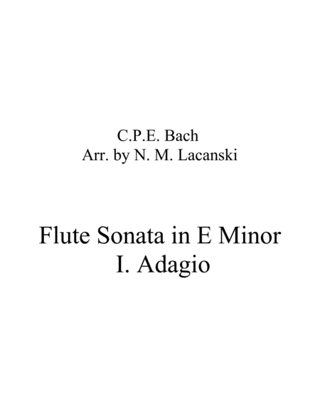 Free Sheet Music Flute Sonata In E Minor I Adagio