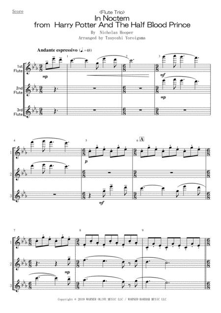 Flute Trio In Noctem From Harry Potter And The Half Blood Prince Sheet Music