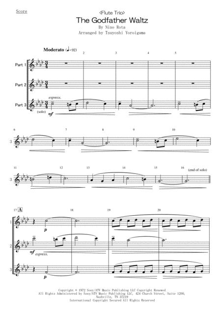 Flute Trio The Godfather Waltz Sheet Music