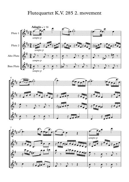 Free Sheet Music Flutequarte K V 285 2 Movement Adagio