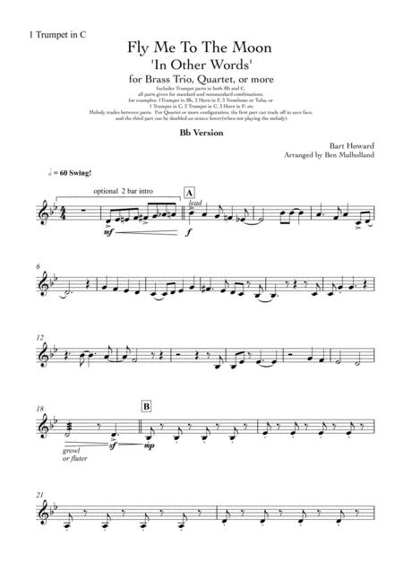 Fly Me To The Moon In Other Words For Brass Trio Or Quartet Bb Version Sheet Music