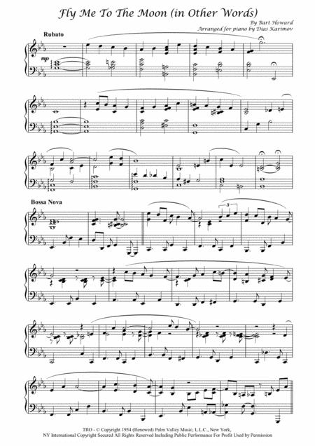 Fly Me To The Moon In Other Words For Piano With Solo Improvisation Part Sheet Music