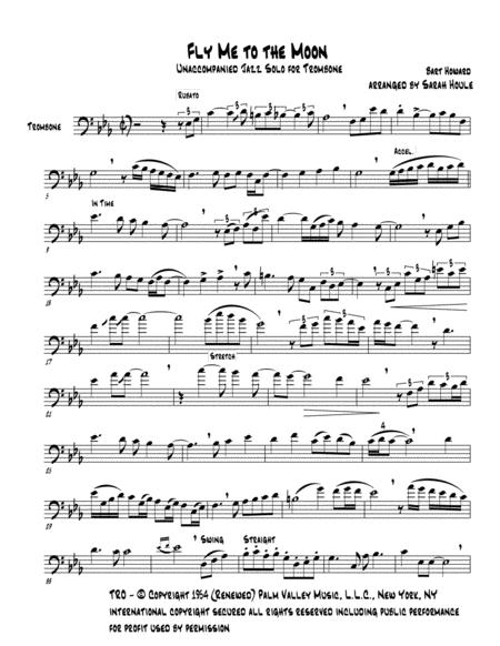 Free Sheet Music Fly Me To The Moon Jazz Solo For Unaccompanied Trombone