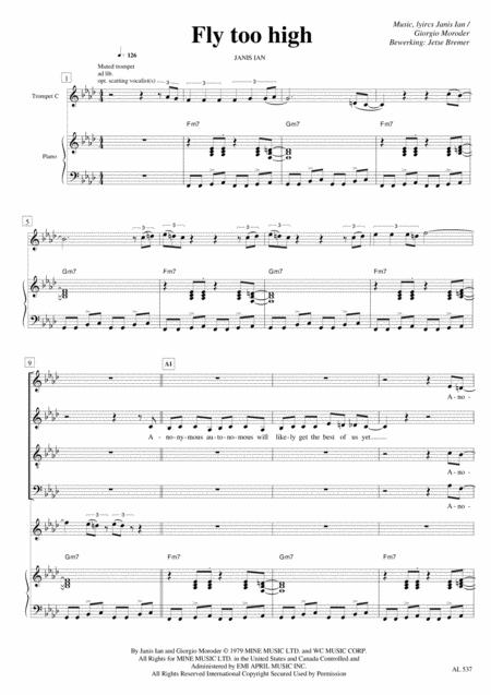 Free Sheet Music Fly Too High Satb Piano Trumpet Altsax