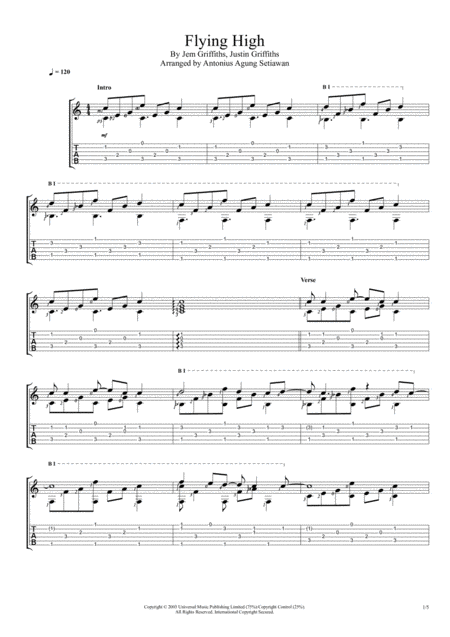 Flying High Solo Guitar Tablature Sheet Music