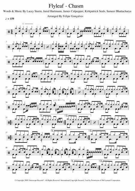 Free Sheet Music Flyleaf Abismo Drums