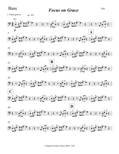 Focus On Grace A Concerto For Jazz Saxophone And Orchestra 2010 Double Bass Part Sheet Music