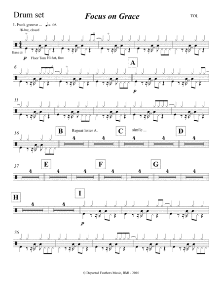 Focus On Grace A Concerto For Jazz Saxophone And Orchestra 2010 Drum Set Part Sheet Music