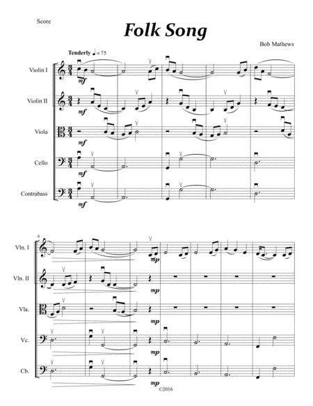 Free Sheet Music Folk Song For String Orchestra