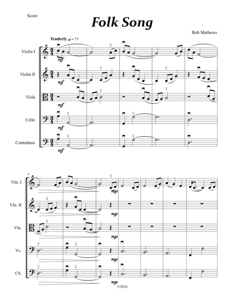 Folk Song For String Orchestra Sheet Music