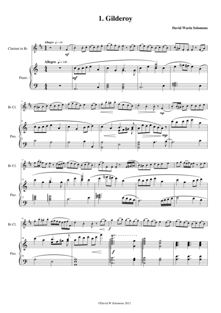 Free Sheet Music Folk Song Snapshots For Clarinet And Piano