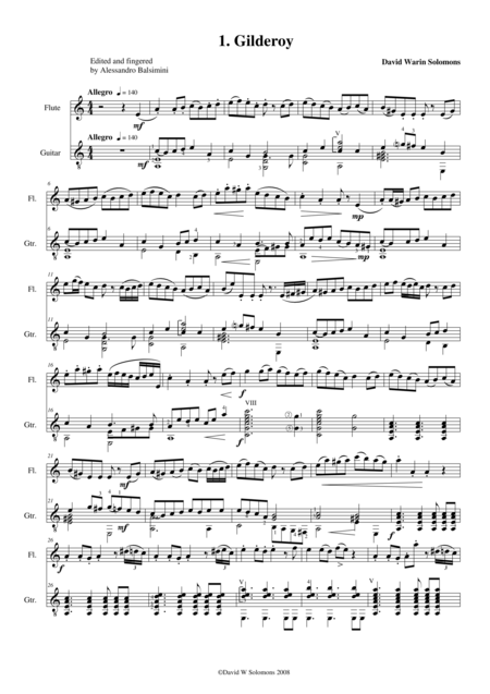 Free Sheet Music Folk Song Snapshots For Flute And Guitar