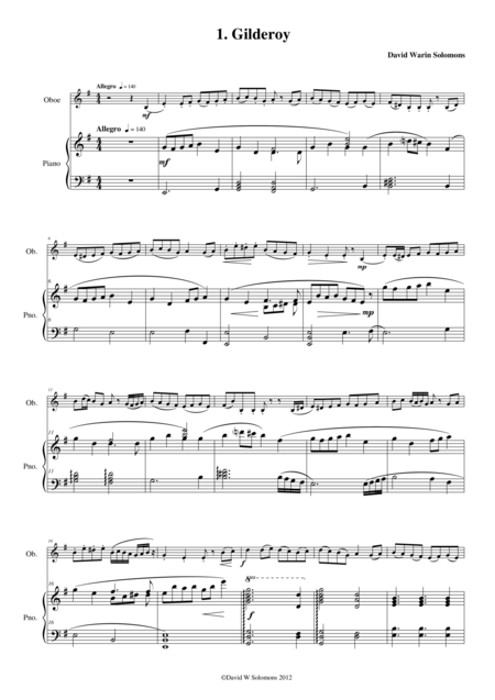 Free Sheet Music Folk Song Snapshots For Oboe And Piano