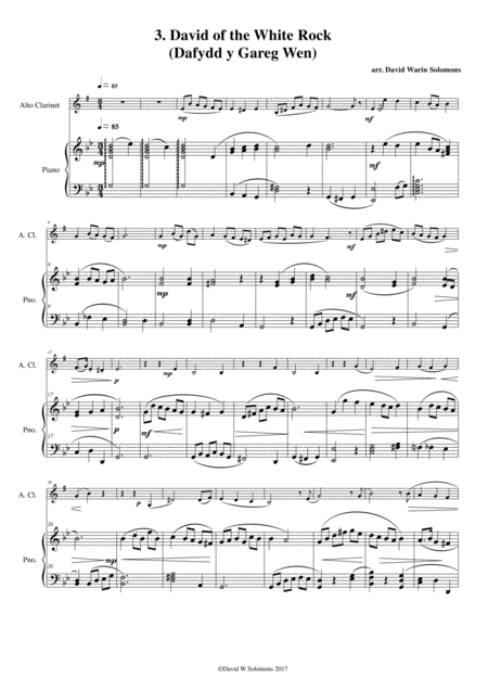 Folk Song Snapshots No 3 David Of The White Rock For Alto Clarinet And Piano Sheet Music